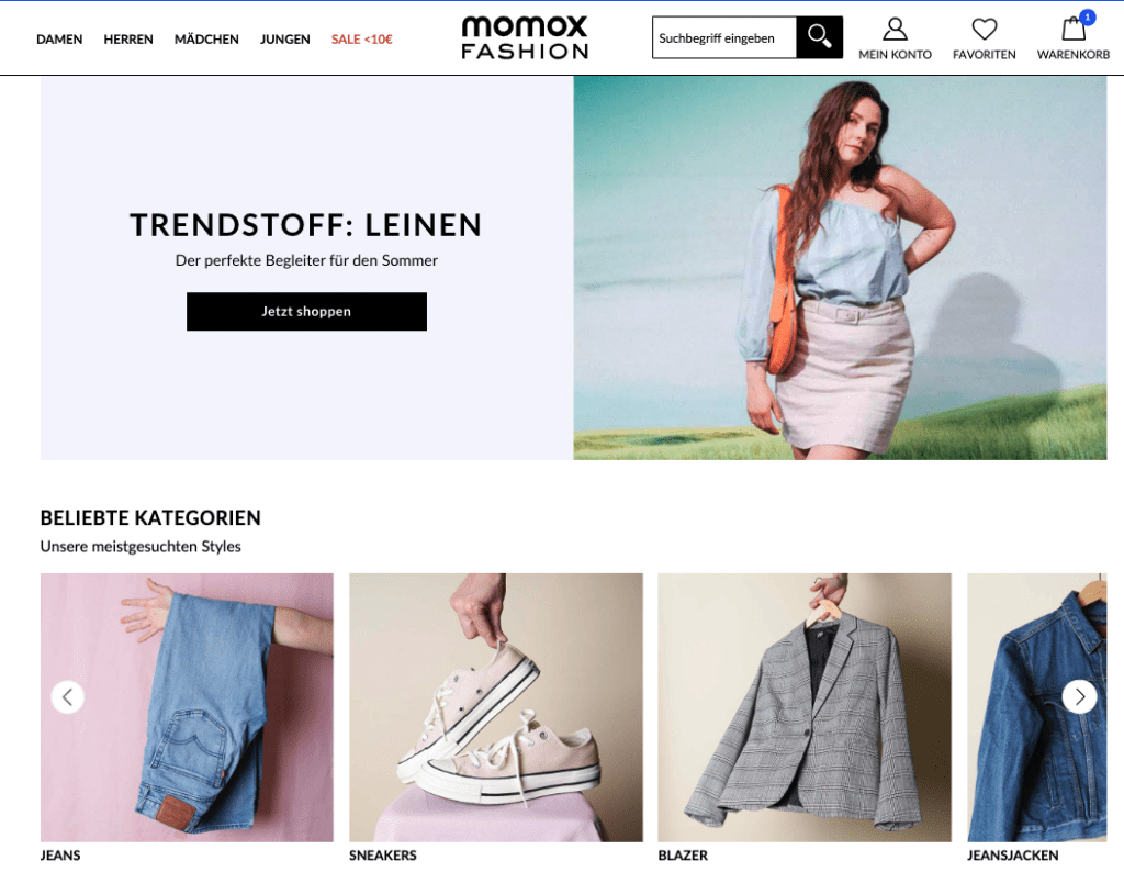 Momox Fair Fashion Screenshot